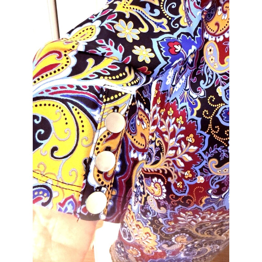 Talbots Jersey Paisley Shift Dress Business Casual Multicolor Size S Petite EUC - Picture 7 of 11